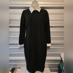 Homeyee Black Dress with White Accents